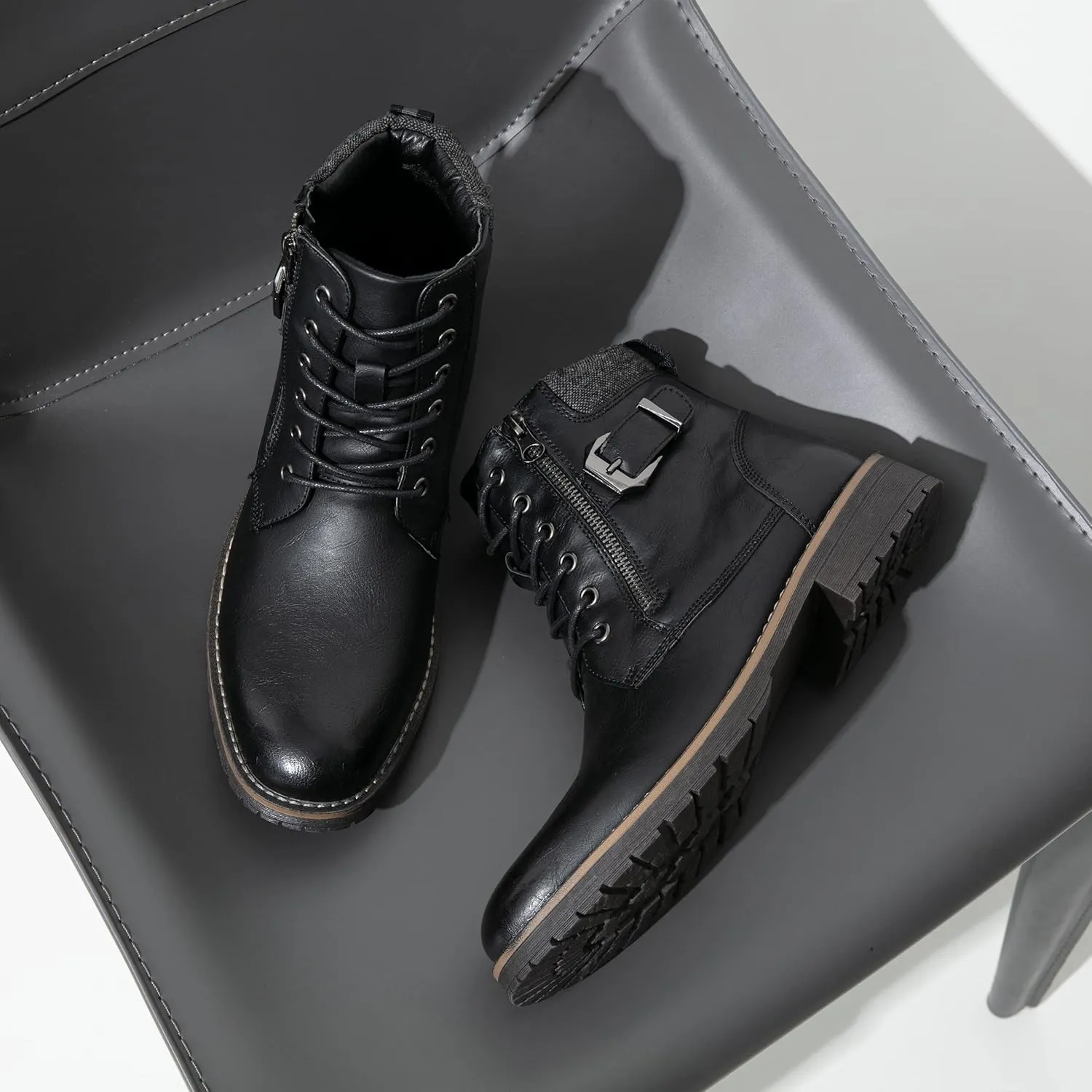 Vostey Men's Boots Boots for Men Casual Boots Motorcycle Combat Ankle Dress Boots Mens