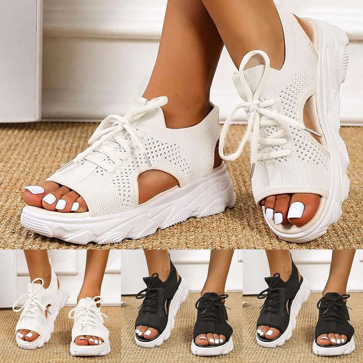 Wedge Orthopedic Sandals for Women Comfortable Open Toe Walking Sandals Ankle Strap Wide Width Platform Wedge