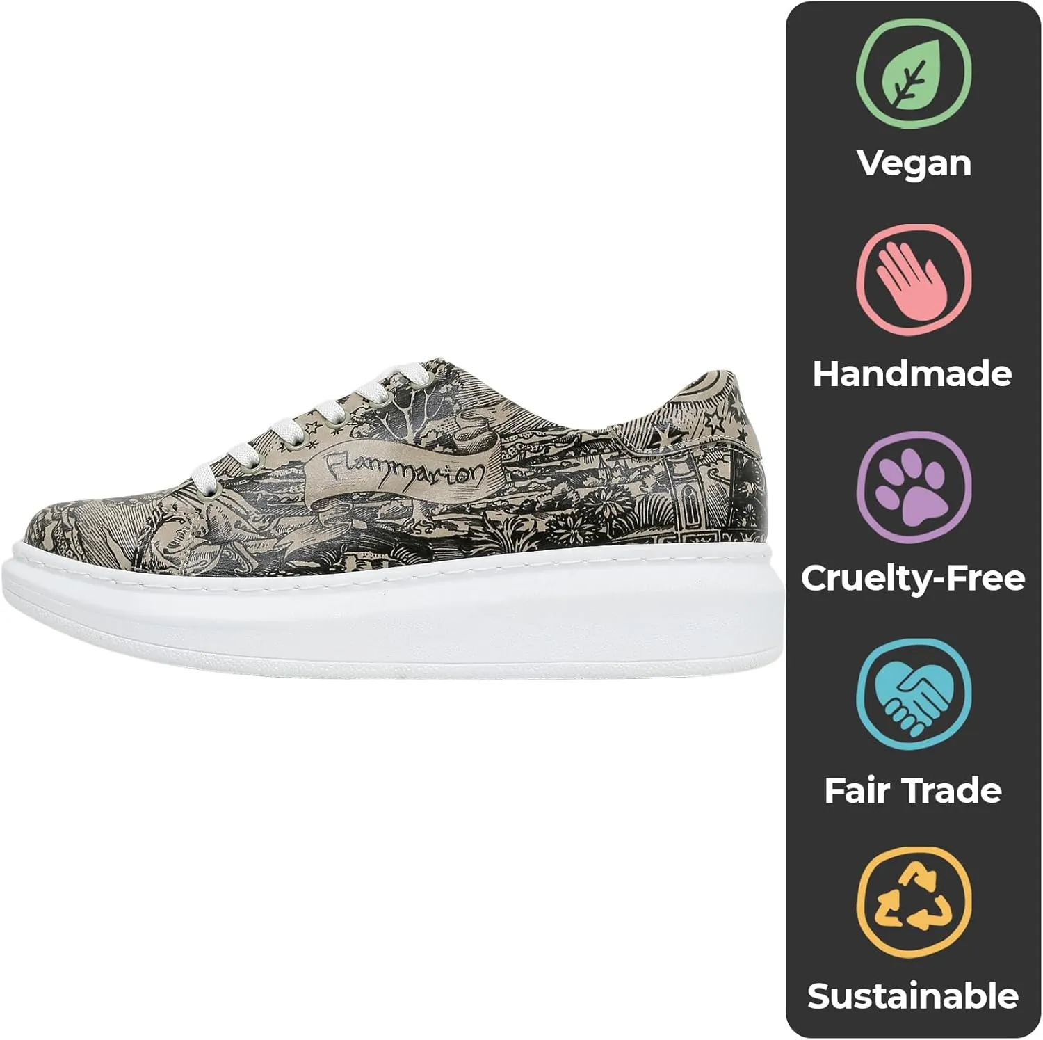 Wedge Platform Sneakers for Women - Handmade Vegan Leather, Unique Chunky Sneakers