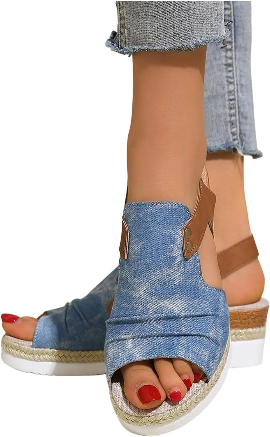 Wedge Sandals for Women Espadrilles Orthopedic Sandals Platform Wedges Comfortable Summer Casual Heels Sandals Dressy Open Toe Ankle Strap Low Wedge Outdoor Beach Shoes