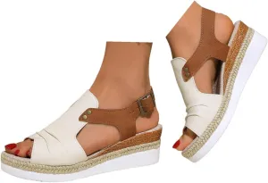 Wedge Sandals for Women Espadrilles Orthopedic Sandals Platform Wedges Comfortable Summer Casual Heels Sandals Dressy Open Toe Ankle Strap Low Wedge Outdoor Beach Shoes