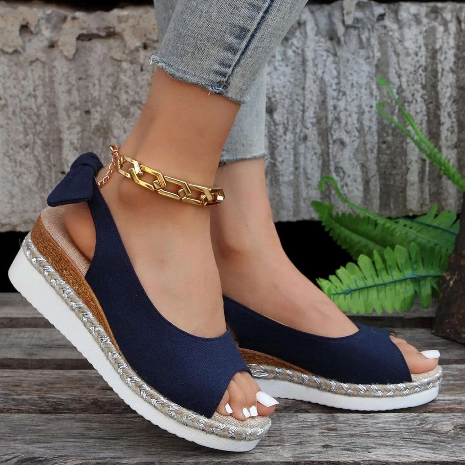Wedge Sandals for Women Espadrilles Orthopedic Sandals Platform Wedges Comfortable Summer Casual Heels Sandals Dressy Open Toe Ankle Strap Low Wedge Outdoor Beach Shoes