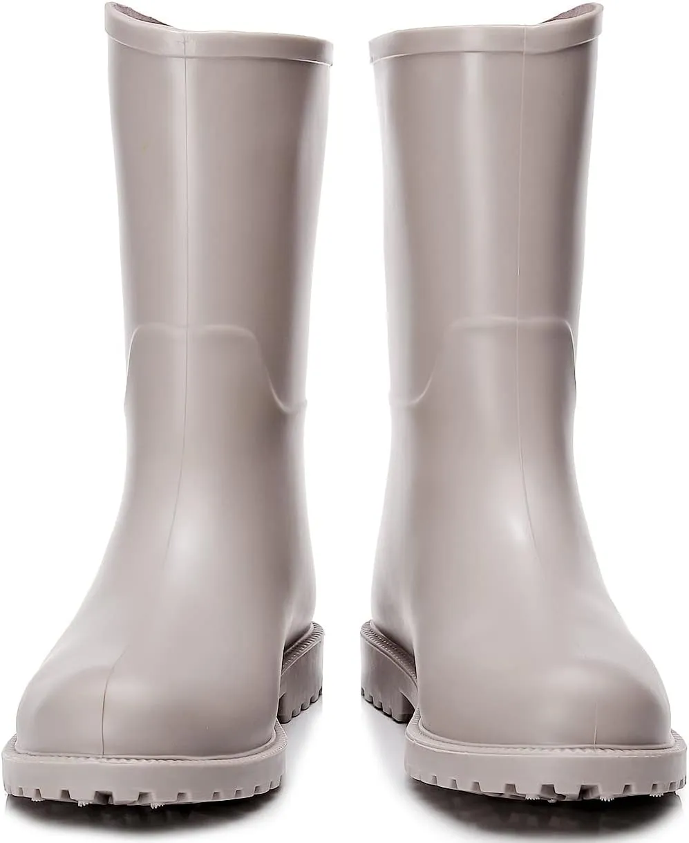 women mid calf rain boots Waterproof Garden Shoes Anti-Slipping Fashion Rubber Out Work rain Shoes