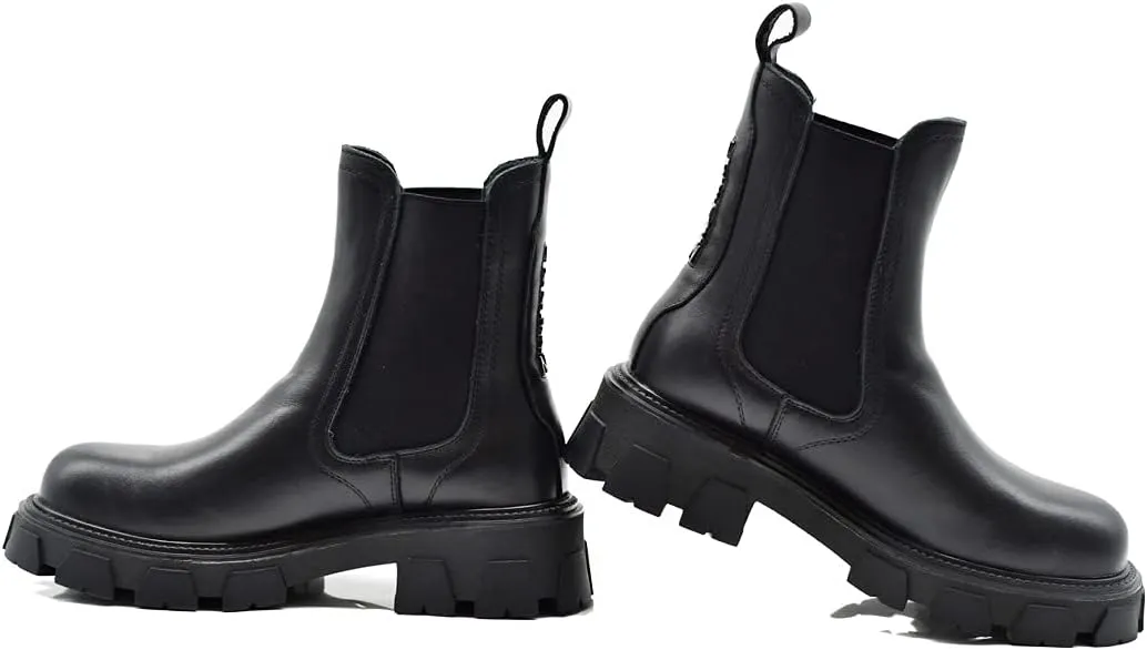 Women's 100% Genuine Leather Chelsea Black Boots Ankle Booties