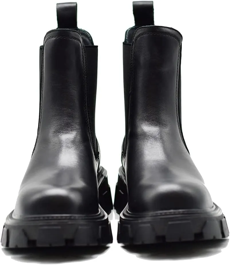 Women's 100% Genuine Leather Chelsea Black Boots Ankle Booties