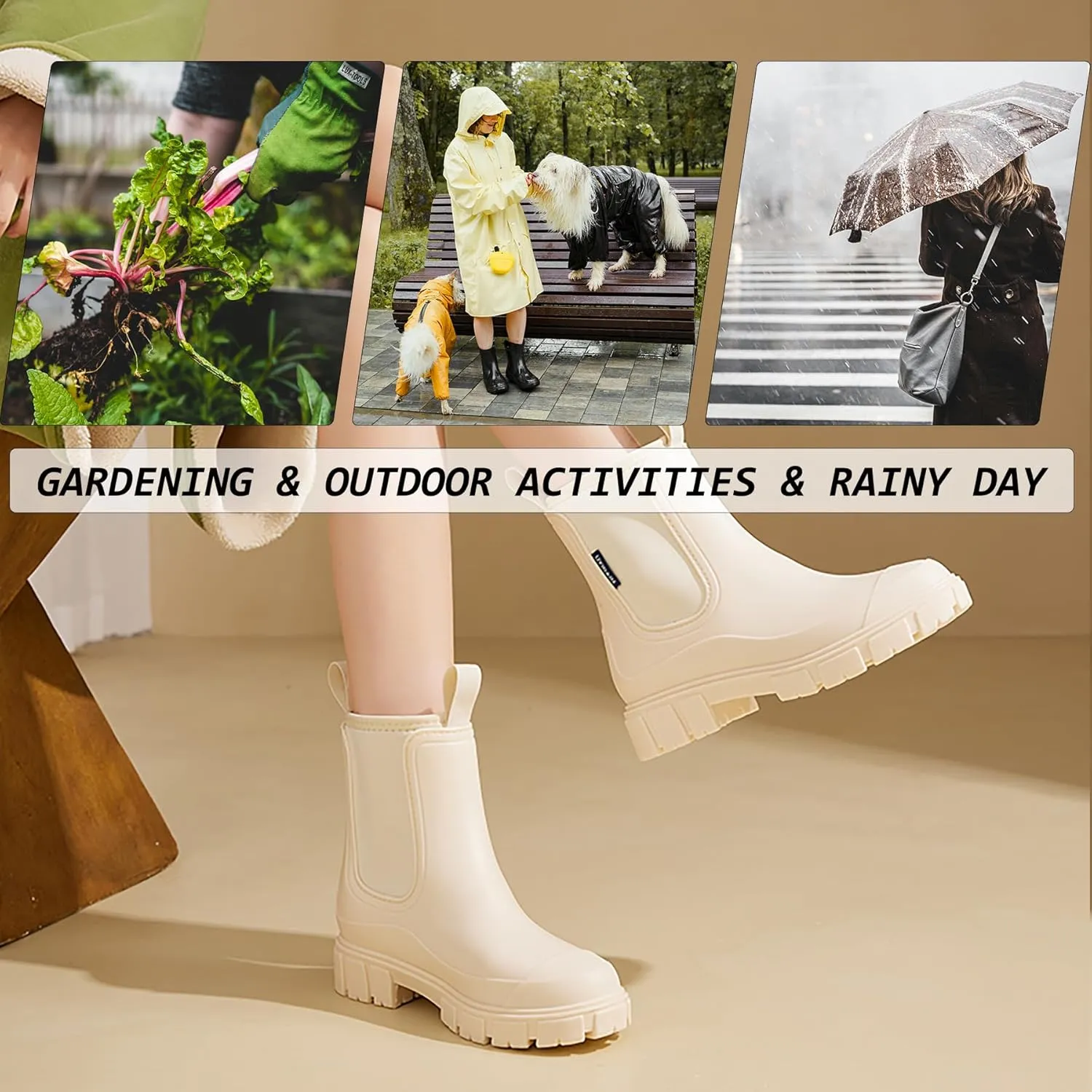 Women’s Ankle Rain Boots Waterproof Lightweight Slip Resistant Fashion Garden Booties