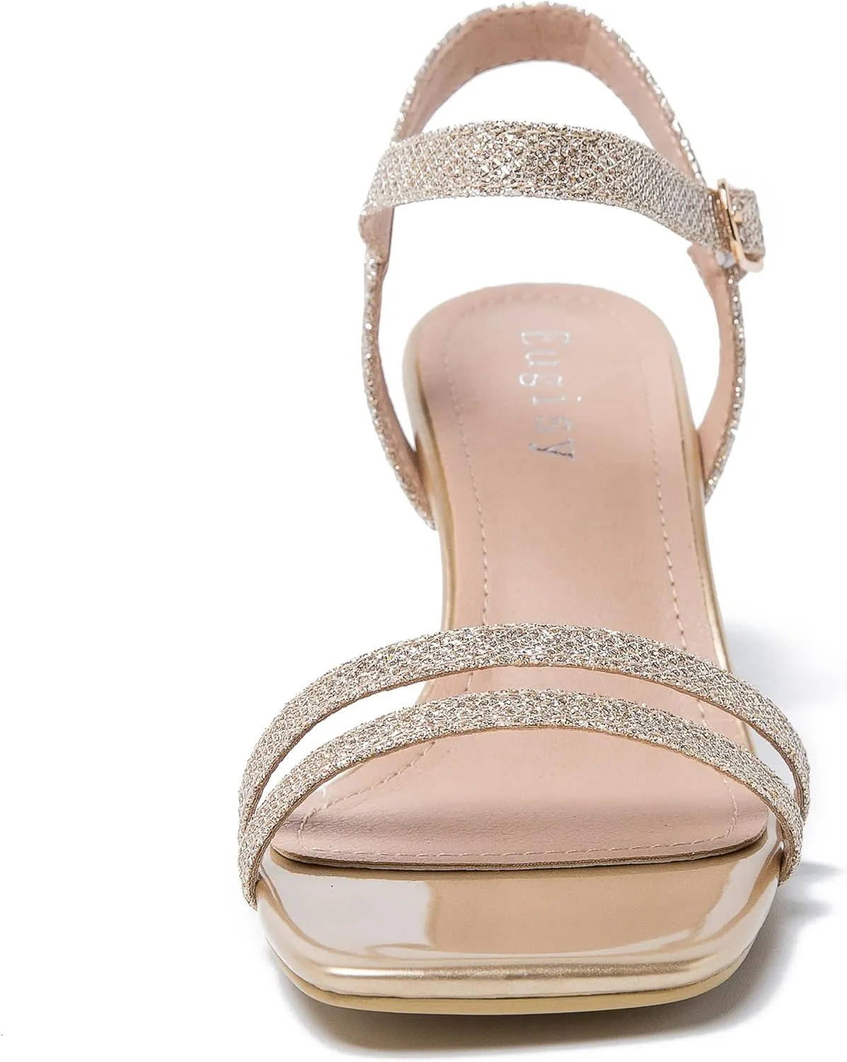 Women's Ankle Strap Low Kitten Heel Square Open Toe Strappy Heeled Sandals Party Dress Wedding Dance Shoes