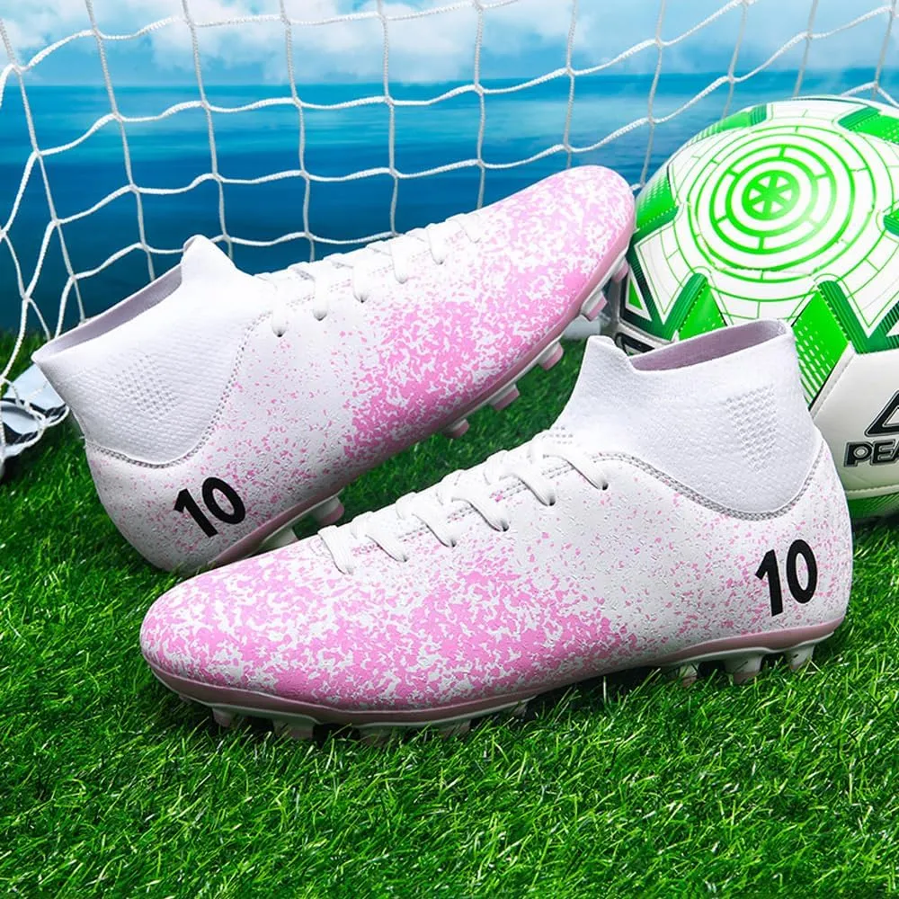 Women's Breathable Futsal Cleats for Training - High Top AG Soccer Shoes for Outdoor - Mens Athletic Football Sneakers