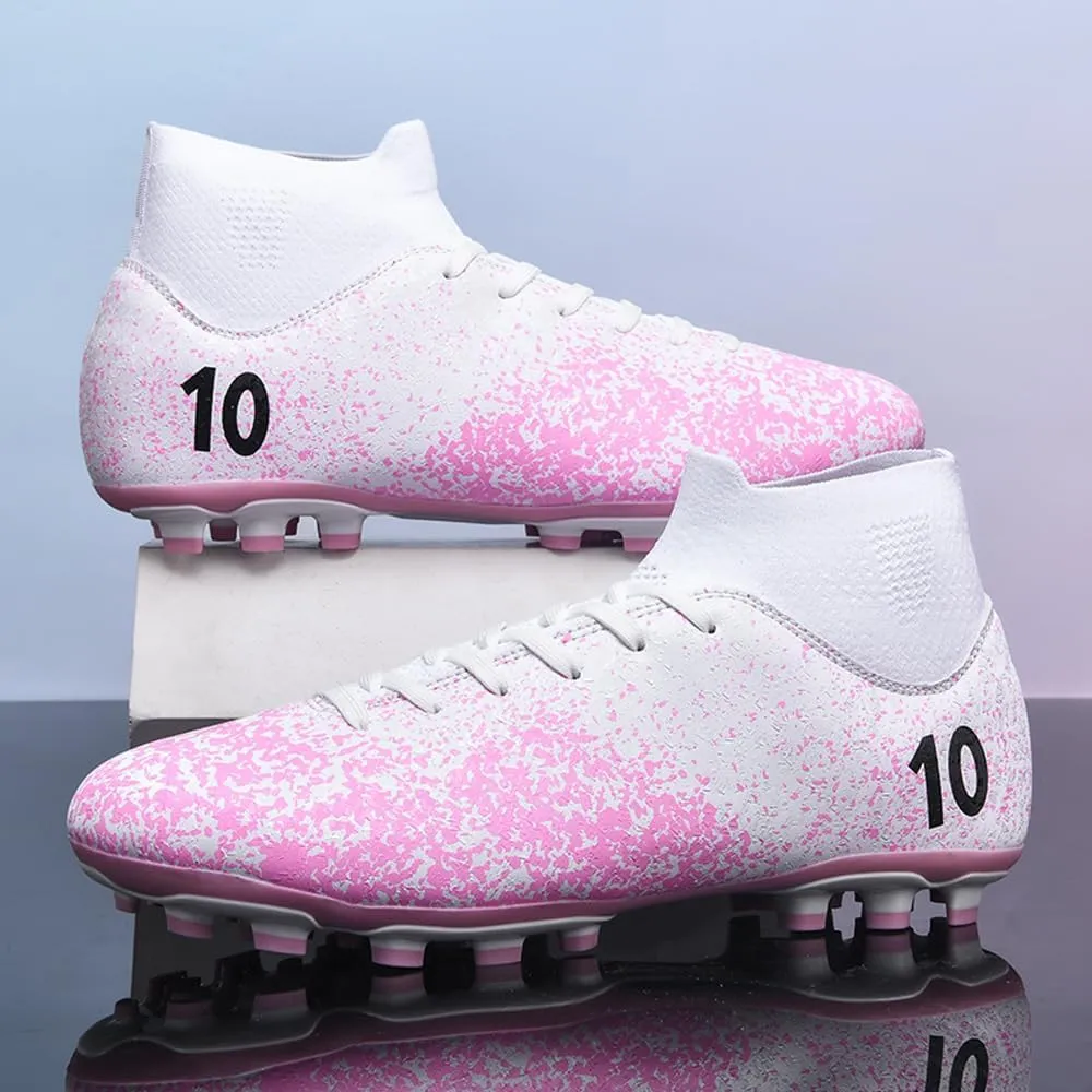 Women's Breathable Futsal Cleats for Training - High Top AG Soccer Shoes for Outdoor - Mens Athletic Football Sneakers