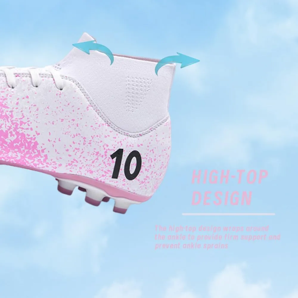 Women's Breathable Futsal Cleats for Training - High Top AG Soccer Shoes for Outdoor - Mens Athletic Football Sneakers