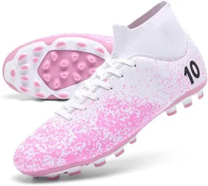 Women's Breathable Futsal Cleats for Training - High Top AG Soccer Shoes for Outdoor - Mens Athletic Football Sneakers