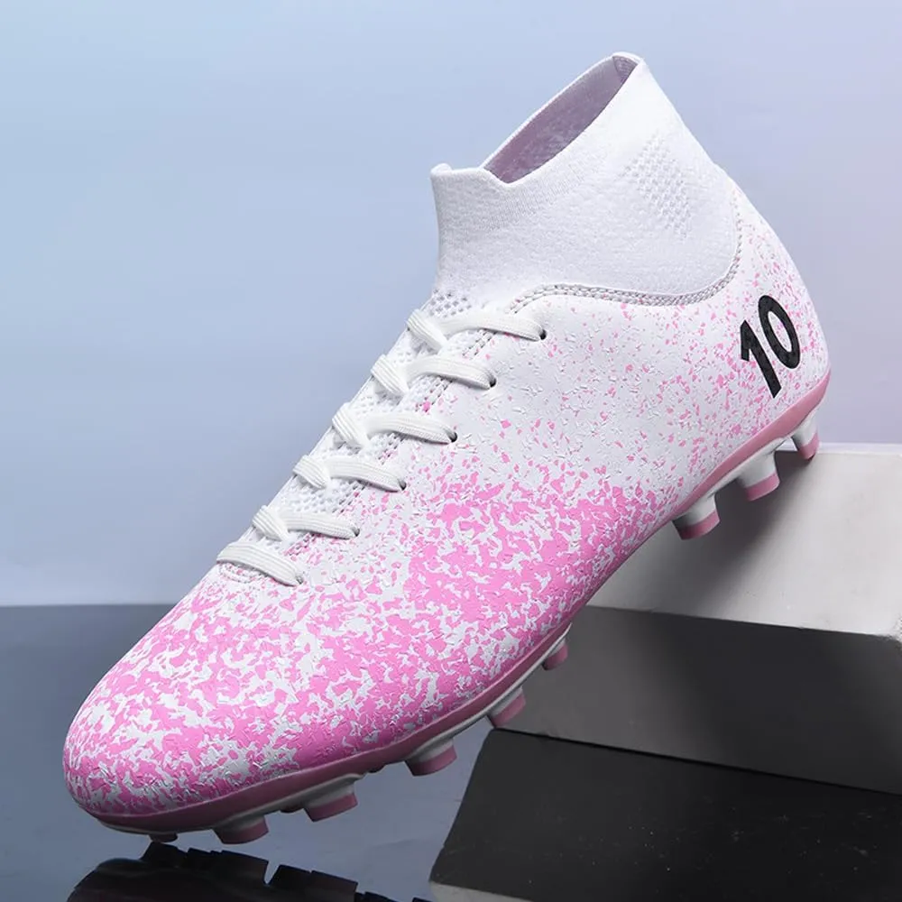 Women's Breathable Futsal Cleats for Training - High Top AG Soccer Shoes for Outdoor - Mens Athletic Football Sneakers