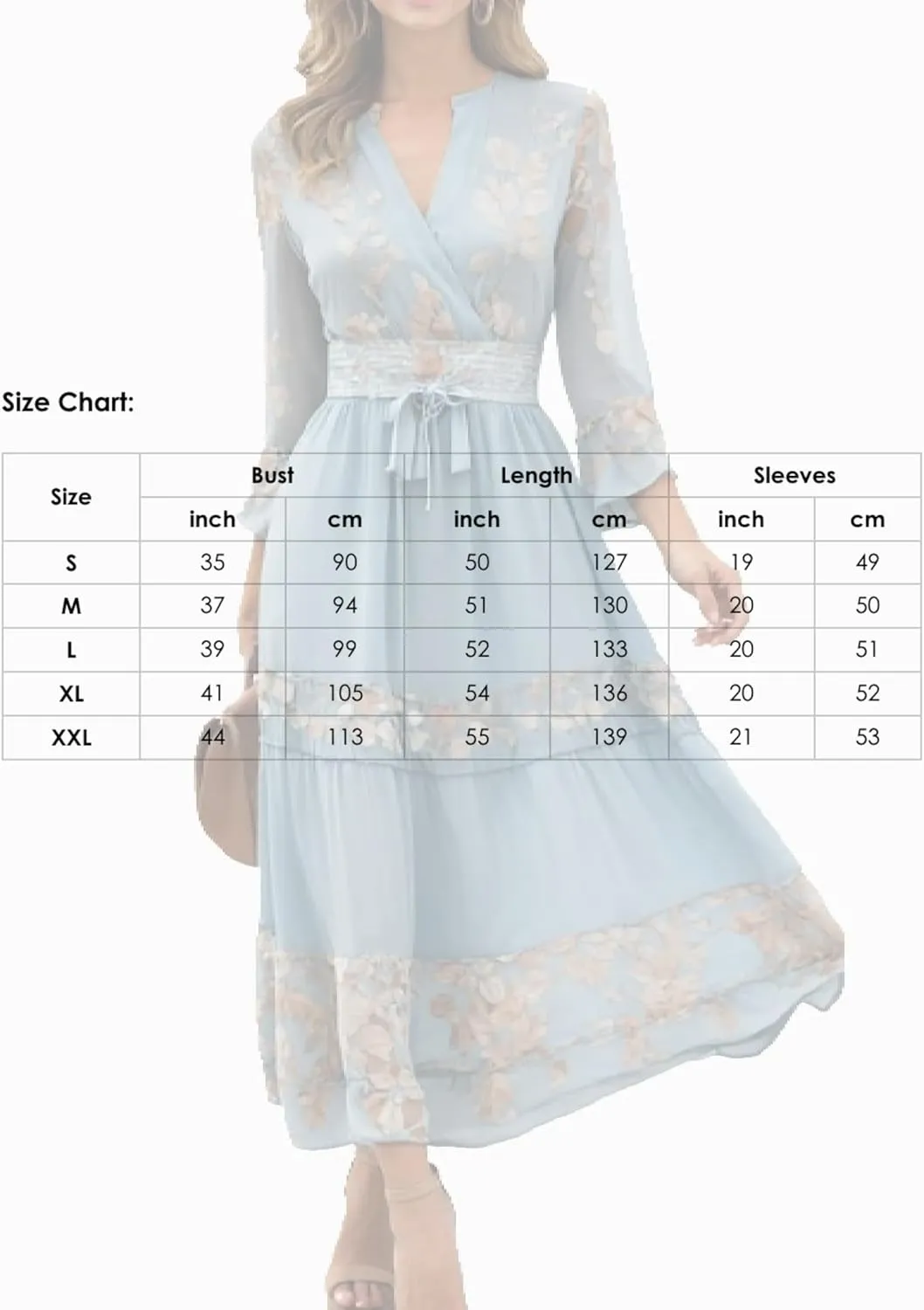 Womens Breezy Floral Midi Dress V-Neck Long Sleeve Wrap Tiered Ruffle Romantic Garden Tea Parties Spring Dress