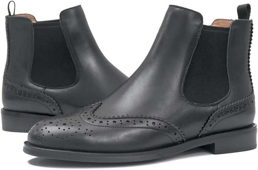 Women's Brogue Leather Chelsea Boots