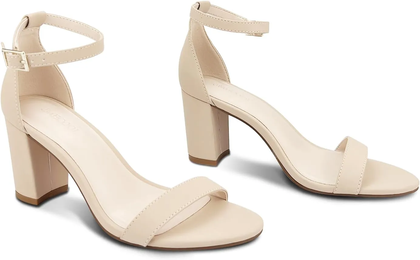 Women's Chunk Low Heel Pump Sandals, Heels for Women Open Toe Ankle Strap Chunky Heel Sandals