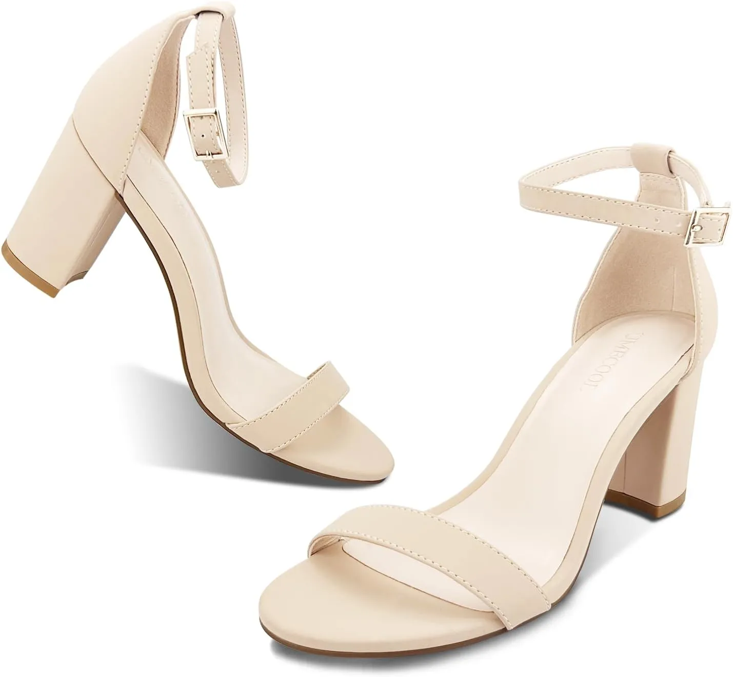 Women's Chunk Low Heel Pump Sandals, Heels for Women Open Toe Ankle Strap Chunky Heel Sandals