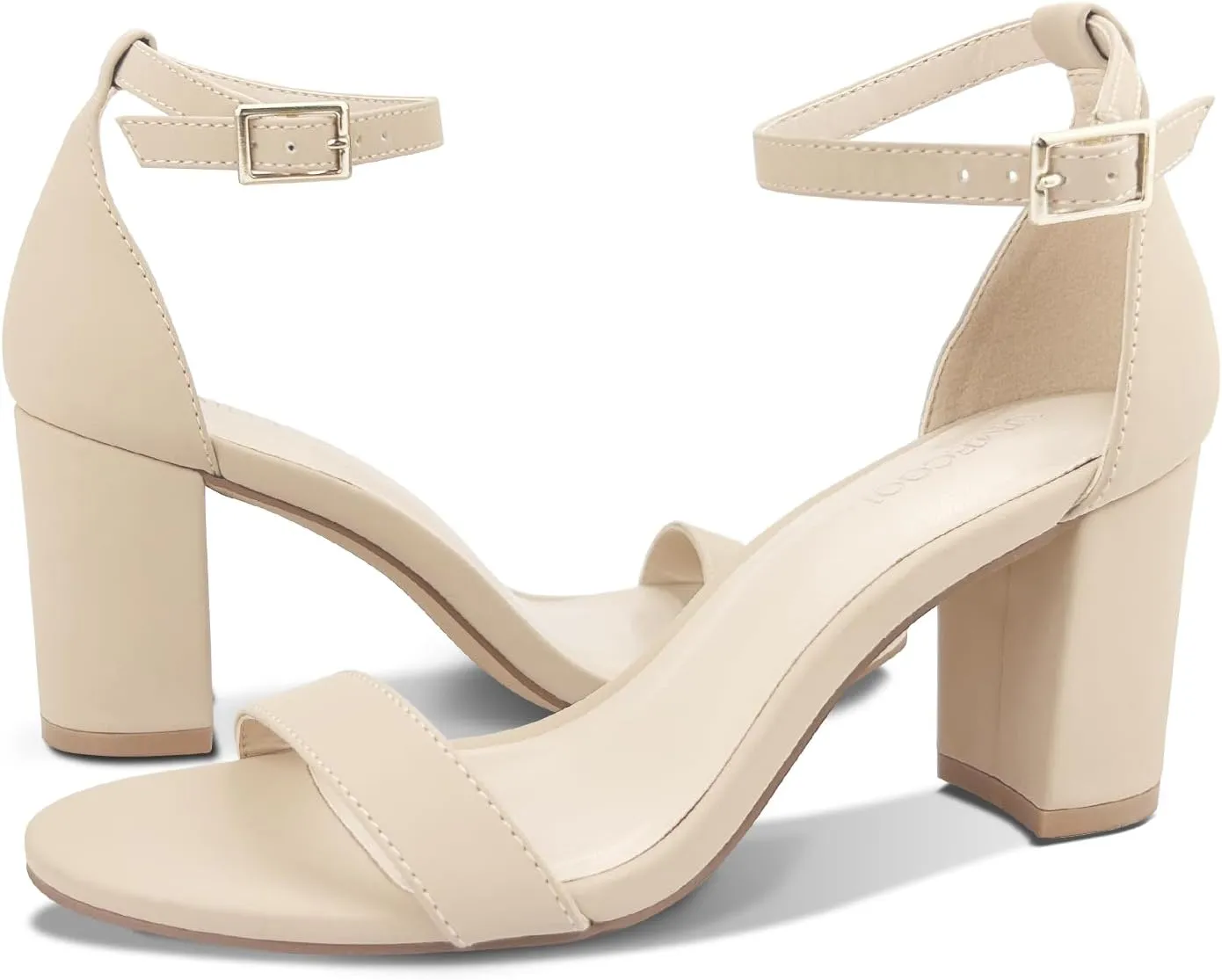 Women's Chunk Low Heel Pump Sandals, Heels for Women Open Toe Ankle Strap Chunky Heel Sandals