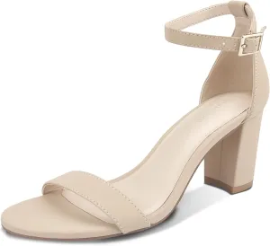 Women's Chunk Low Heel Pump Sandals, Heels for Women Open Toe Ankle Strap Chunky Heel Sandals