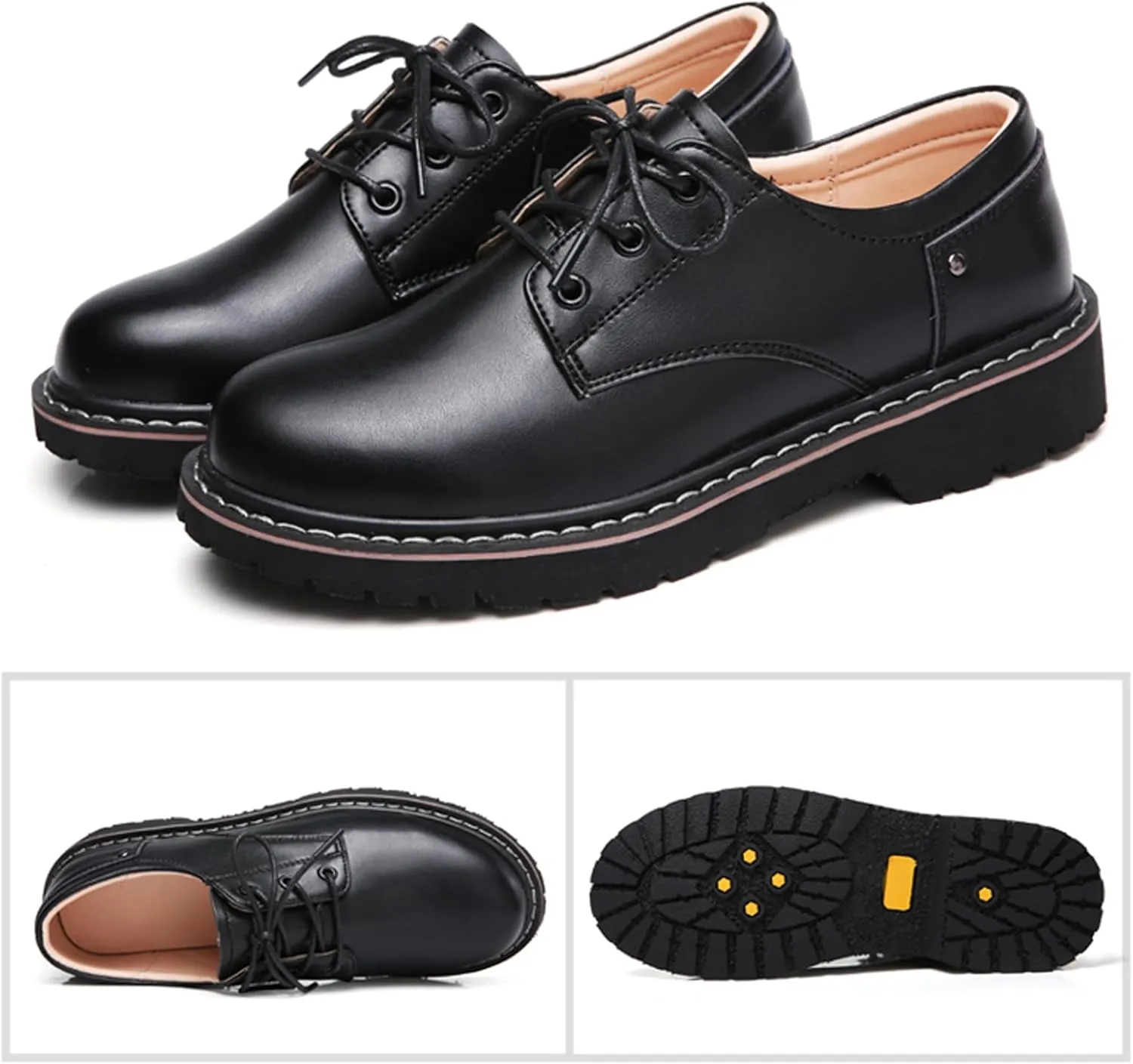 Women's Classic Oxfords Lace Up Business Formal Dress Shoes Platform Oxford Shoes Slip Resistant Service Boots