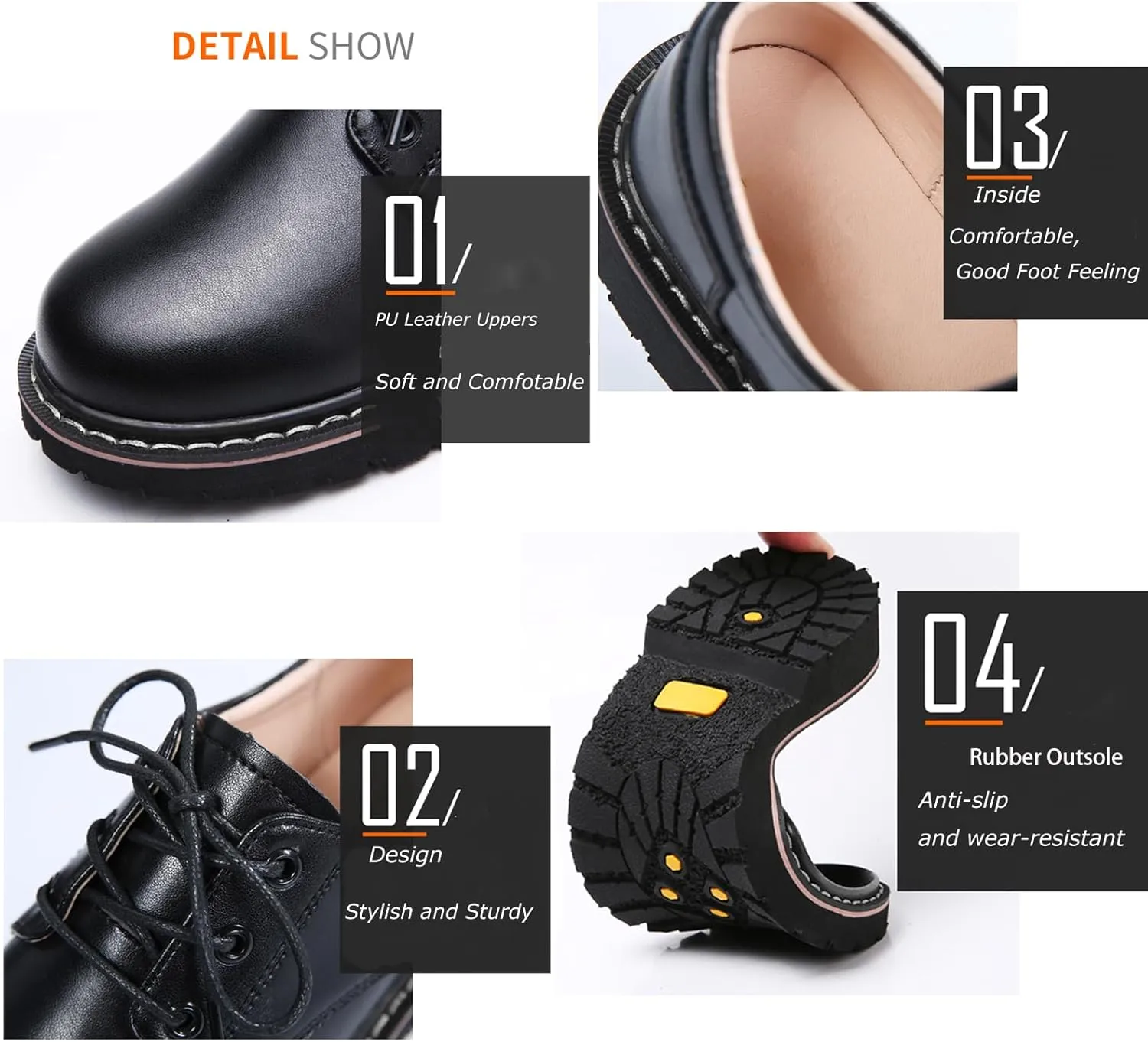 Women's Classic Oxfords Lace Up Business Formal Dress Shoes Platform Oxford Shoes Slip Resistant Service Boots