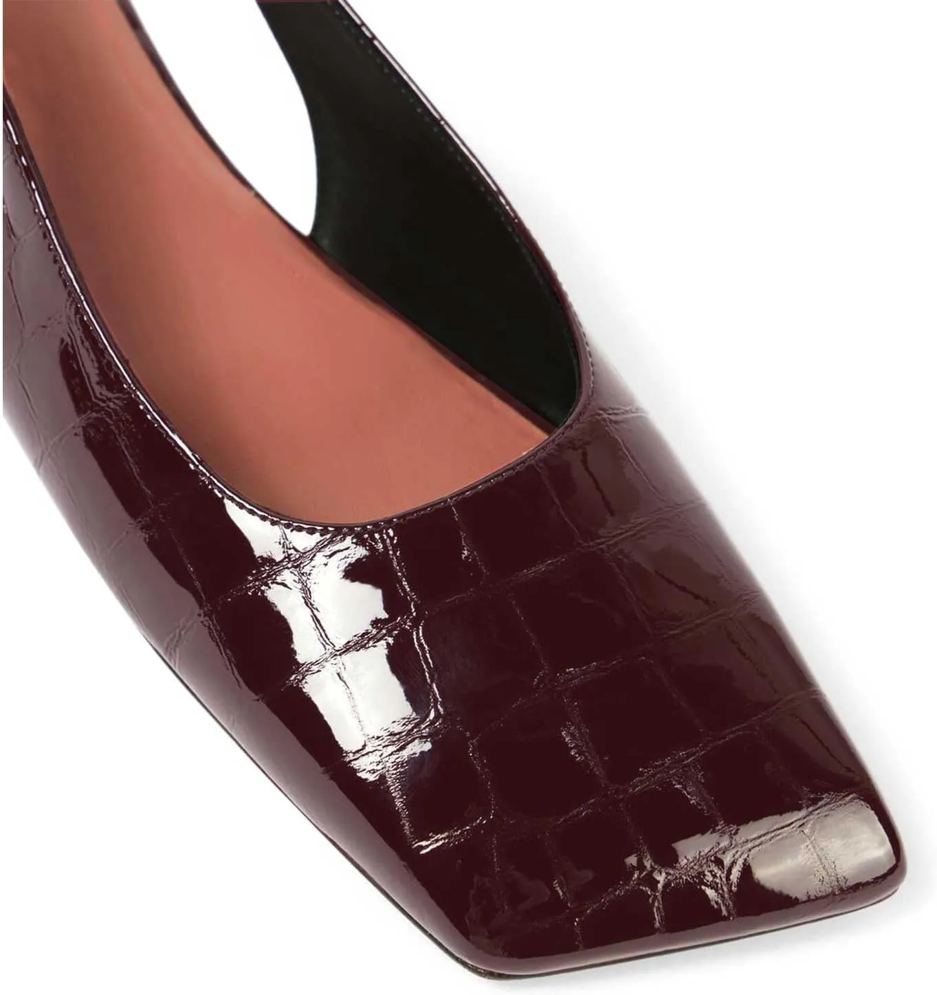 Women's Closed Square Toe Slingback Flat Shoes Crocodile Pattern Backless Low Heel Slip-On Elegant and Comfortable Wedding Party Work Formal Women Shoes