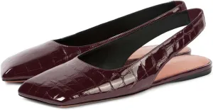 Women's Closed Square Toe Slingback Flat Shoes Crocodile Pattern Backless Low Heel Slip-On Elegant and Comfortable Wedding Party Work Formal Women Shoes