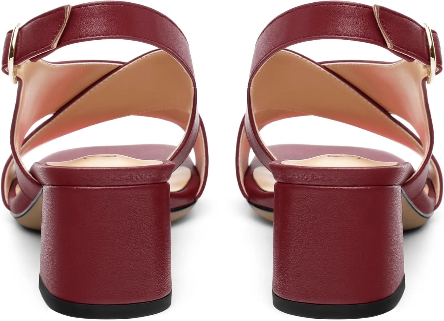 Women's Criss-Cross Strap Slingback Sandals Block Chunky Low Heels Square Open Toe Matte Comfort Casual Dress Shoes 2 Inch