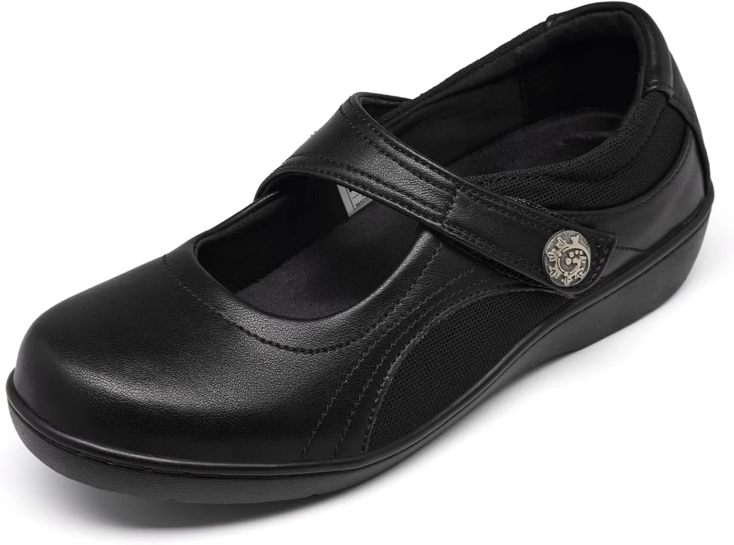 Women's Flat Mary Jane Shoes Black Leather Oxford Shoes for Women - Comfortable Slip-On Leather Loafers