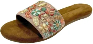 Women's Flat Sandals Fashion Slides Ethnic Round Open Toe Slippers for Summer US_9