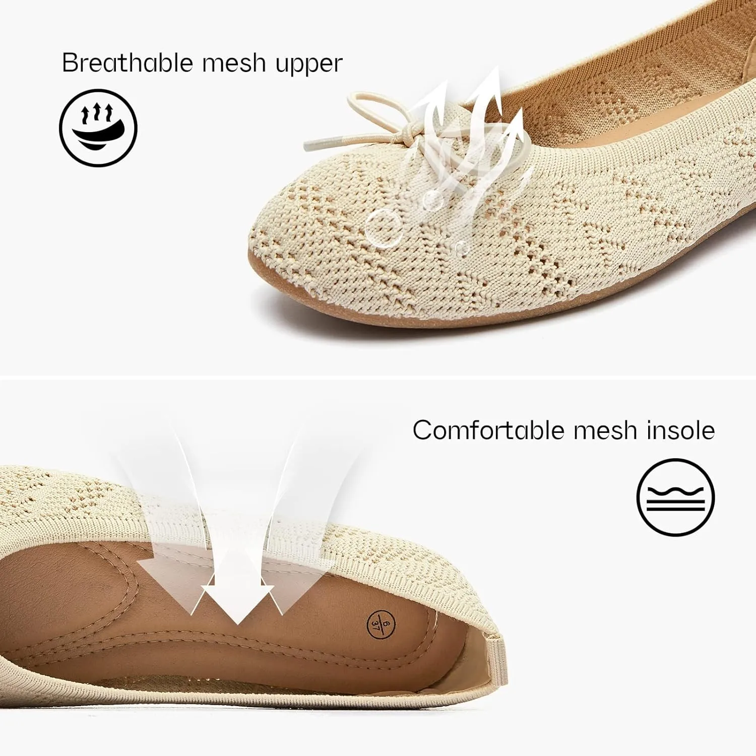 Women's Flats Shoes Dress Shoes Round Toe Ballet Flats Comfortable Crochet Lace Black Flats Low Heel