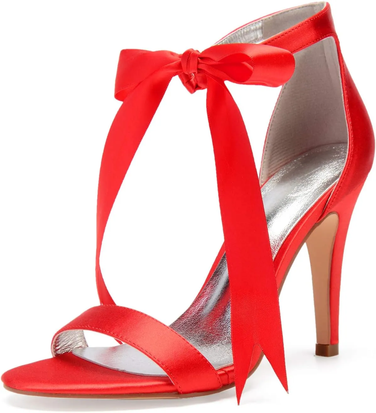 Women's High Heeled Shoes for Women 2025 Ribbon Tie Stiletto Sandals Heels Satin Open Toe Wedding Bridal Pumps for Party Prom