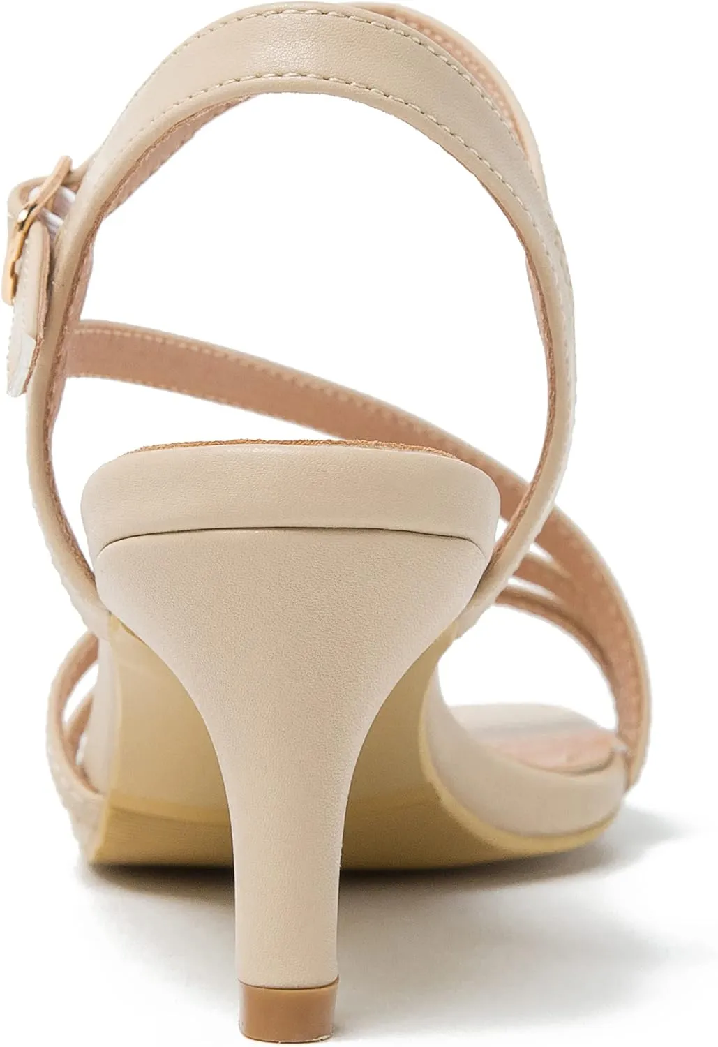 Women's Kitten Heels Strappy Square Open Toe Sandals Ankle Straps Slingback Party Dress Wedding Dance Shoes