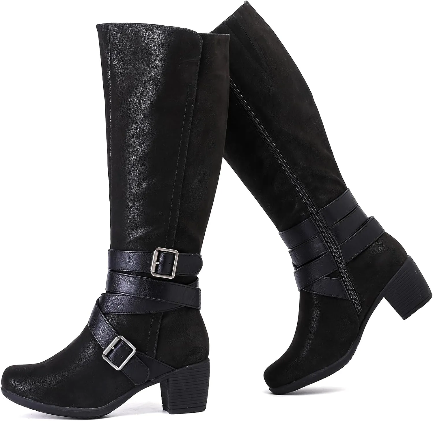 Women's Knee High Boots with Chunky Heel, Pointed Toe, Comfortable and Fashionable for Fall and Winter Wear for Women.