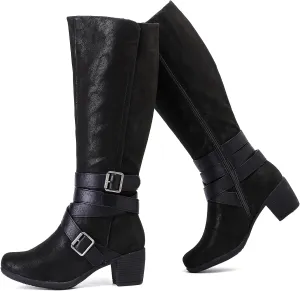 Women's Knee High Boots with Chunky Heel, Pointed Toe, Comfortable and Fashionable for Fall and Winter Wear for Women.