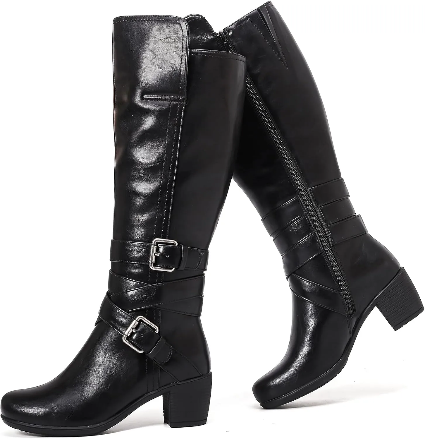 Women's Knee High Boots with Chunky Heel, Pointed Toe, Comfortable and Fashionable for Fall and Winter Wear for Women.