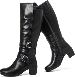 Women's Knee High Boots with Chunky Heel, Pointed Toe, Comfortable and Fashionable for Fall and Winter Wear for Women.