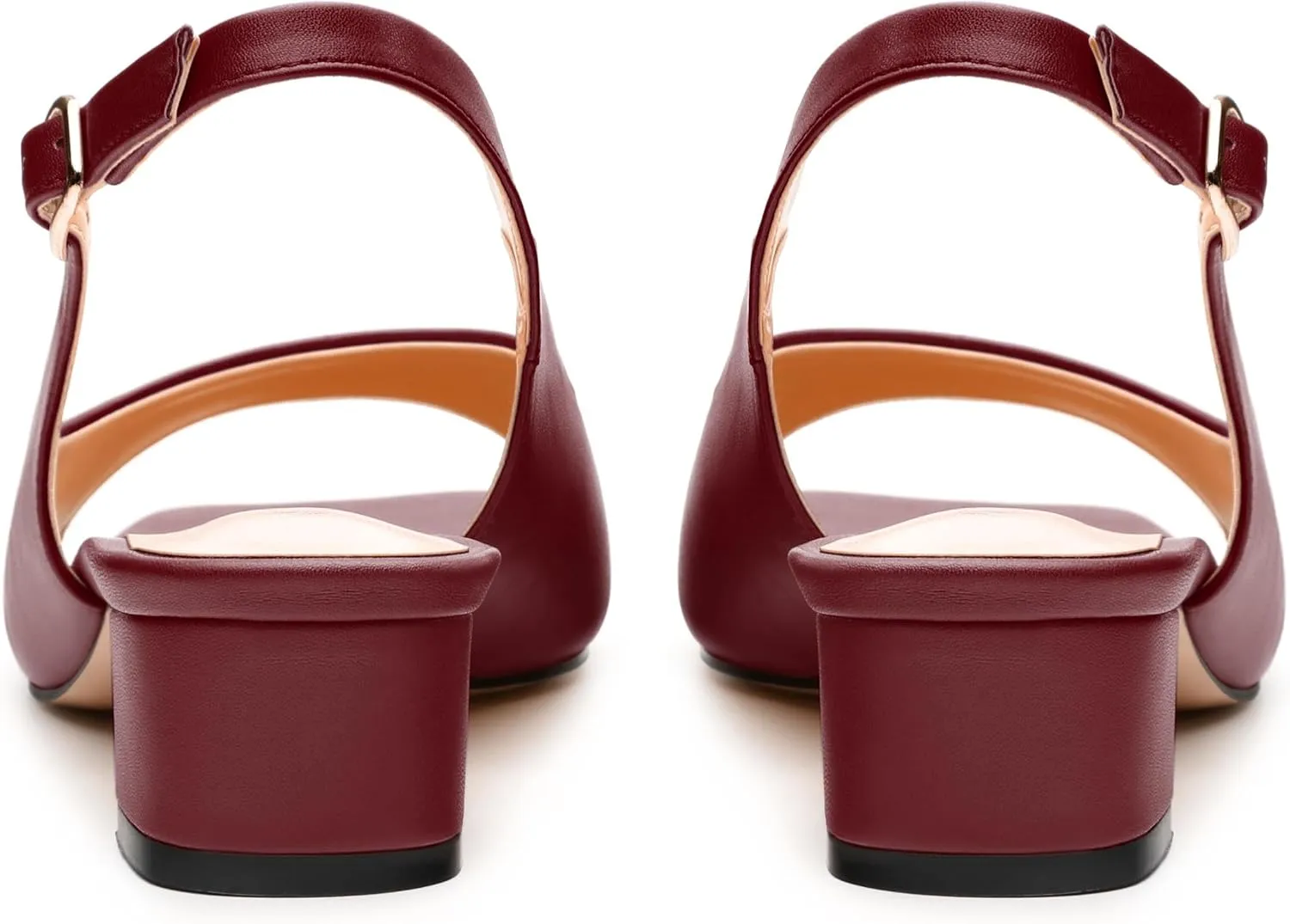 Womens Low Heel Slingbacks, Square Peep Toe Block Heel Sandals for Women, Comfort Heeled Casual Shoes