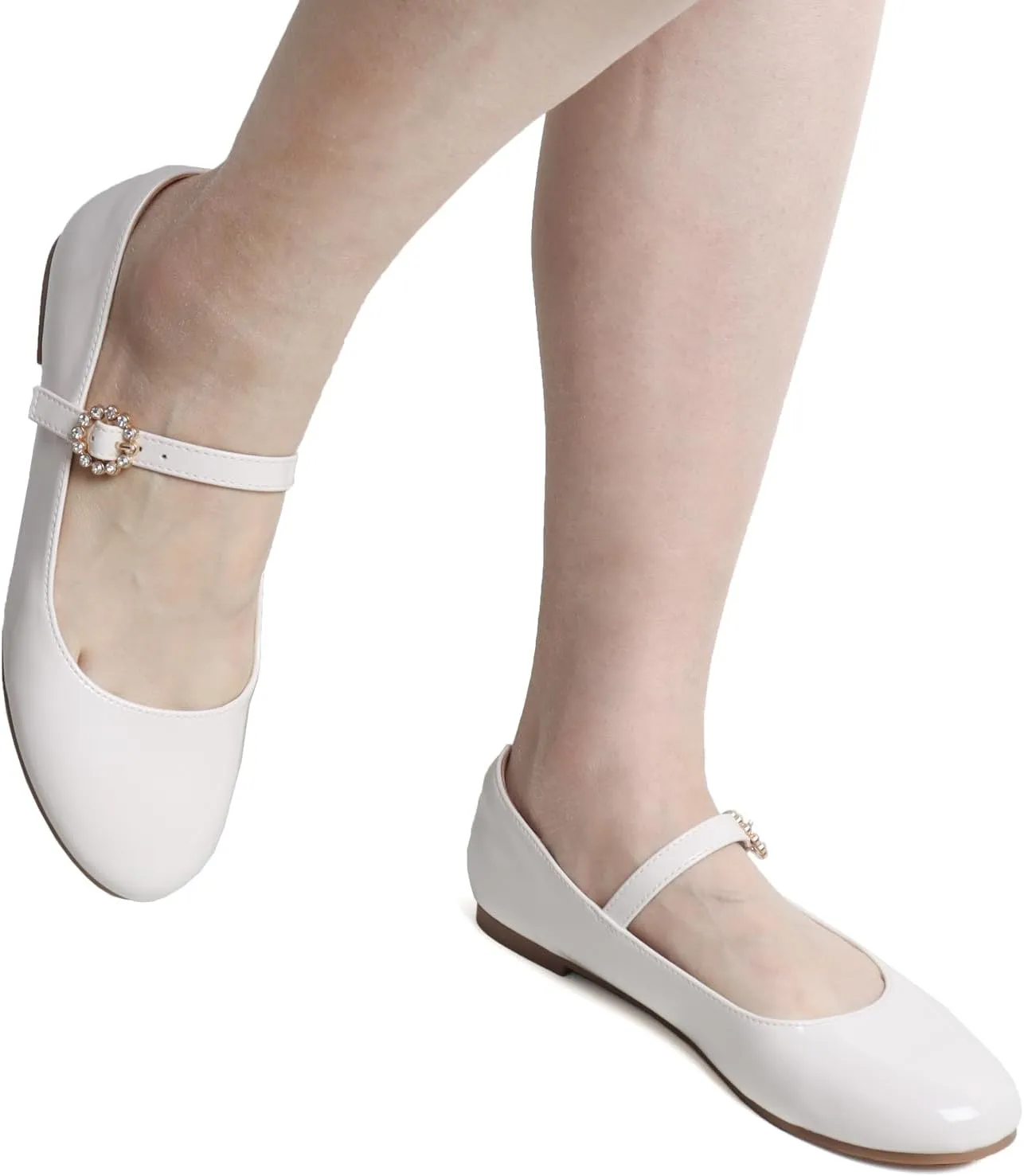 Womens Mary Jane Shoes Comfortable Strap Flats Dressy Casual Ballet Flats Shoes Floral Buckle Round Toe Black Flats Shoes for Women