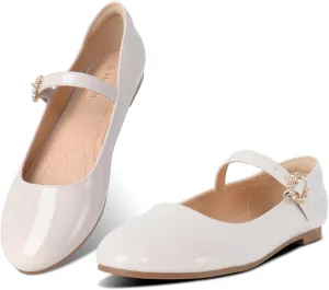 Womens Mary Jane Shoes Comfortable Strap Flats Dressy Casual Ballet Flats Shoes Floral Buckle Round Toe Black Flats Shoes for Women