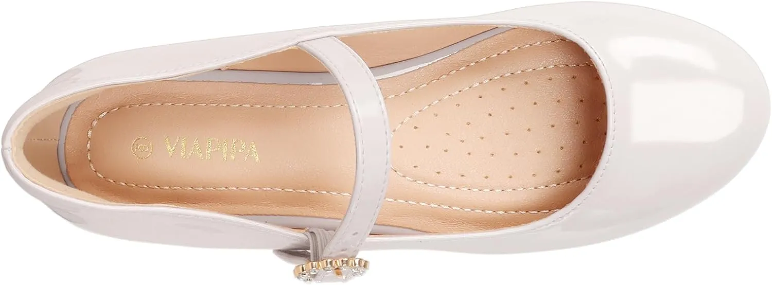 Womens Mary Jane Shoes Comfortable Strap Flats Dressy Casual Ballet Flats Shoes Floral Buckle Round Toe Black Flats Shoes for Women