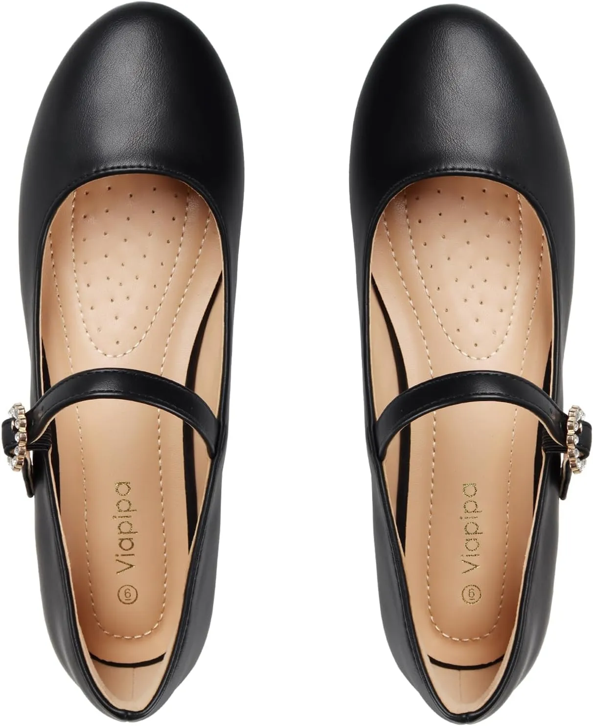 Womens Mary Jane Shoes Comfortable Strap Flats Dressy Casual Ballet Flats Shoes Floral Buckle Round Toe Black Flats Shoes for Women