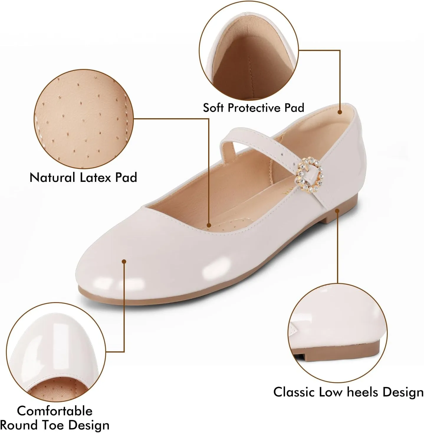 Womens Mary Jane Shoes Comfortable Strap Flats Dressy Casual Ballet Flats Shoes Floral Buckle Round Toe Black Flats Shoes for Women