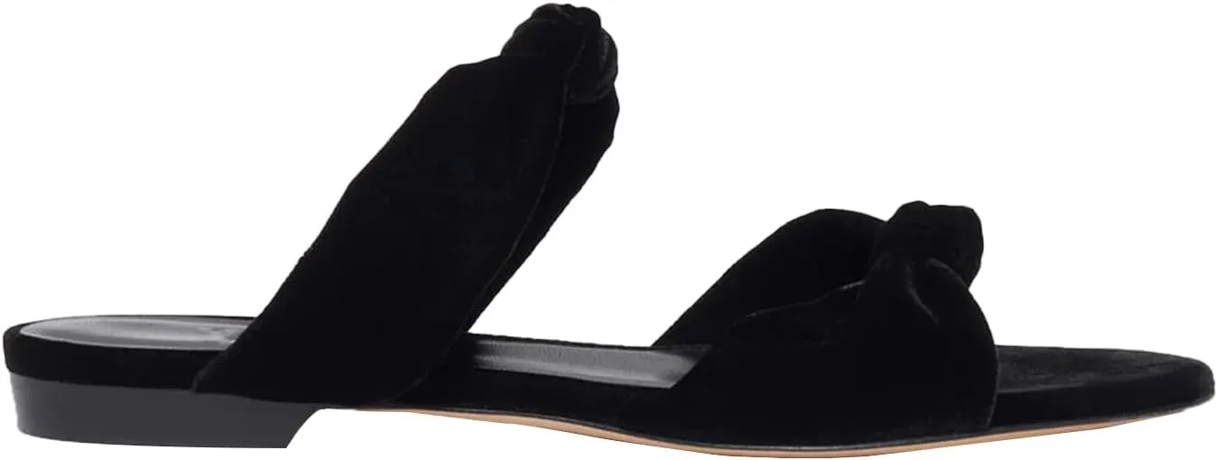 Women's Mule Flats Bow Sandal Slippers Two lace-up Flat Shopping Shoes Pointed Party Shoes
