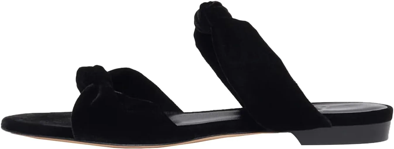 Women's Mule Flats Bow Sandal Slippers Two lace-up Flat Shopping Shoes Pointed Party Shoes
