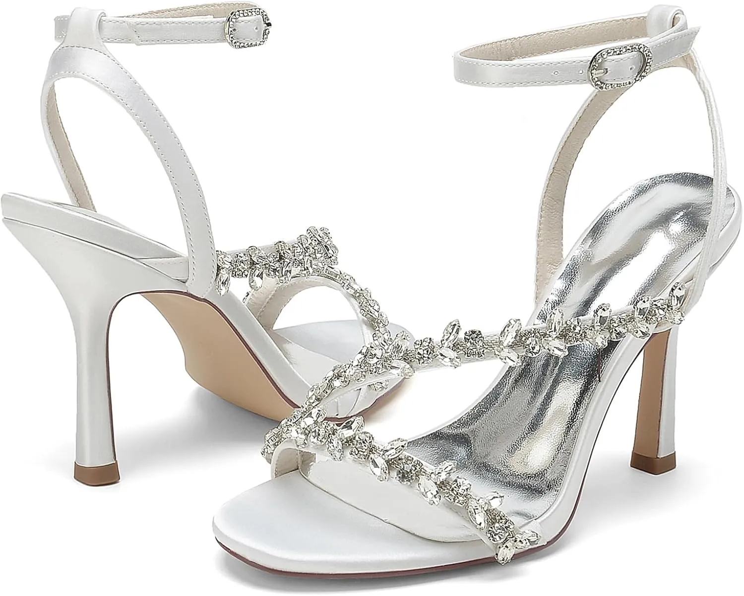 Women's Open Toe Ankle Strap Buckle Shoes Lace Dress High Shoes Wedding Bridal Evening Sandals