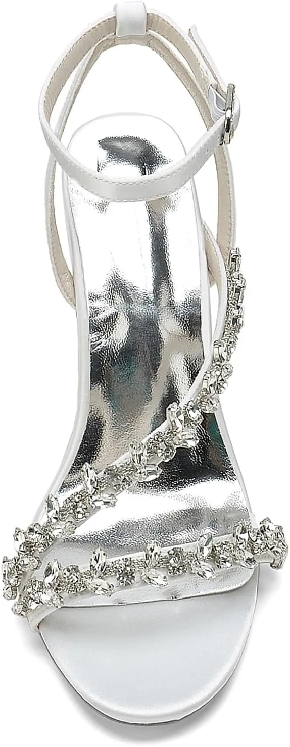 Women's Open Toe Ankle Strap Buckle Shoes Lace Dress High Shoes Wedding Bridal Evening Sandals