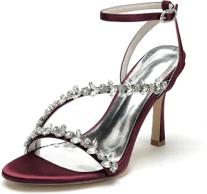 Women's Open Toe Ankle Strap Buckle Shoes Lace Dress High Shoes Wedding Bridal Evening Sandals