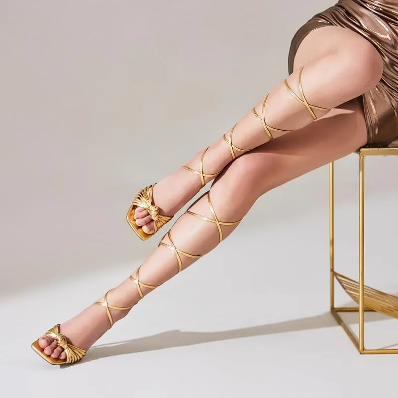 Women's Open Toe Lace up Strappy Heels