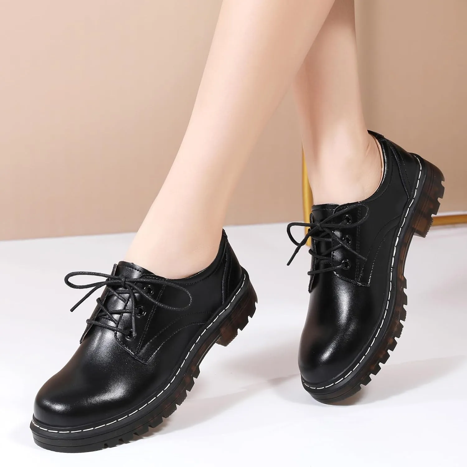 Women's Oxfords Lace Up Business Formal Dress Shoes Platform Oxford Shoes Slip Resistant Service Boots for Women Ladies Grils