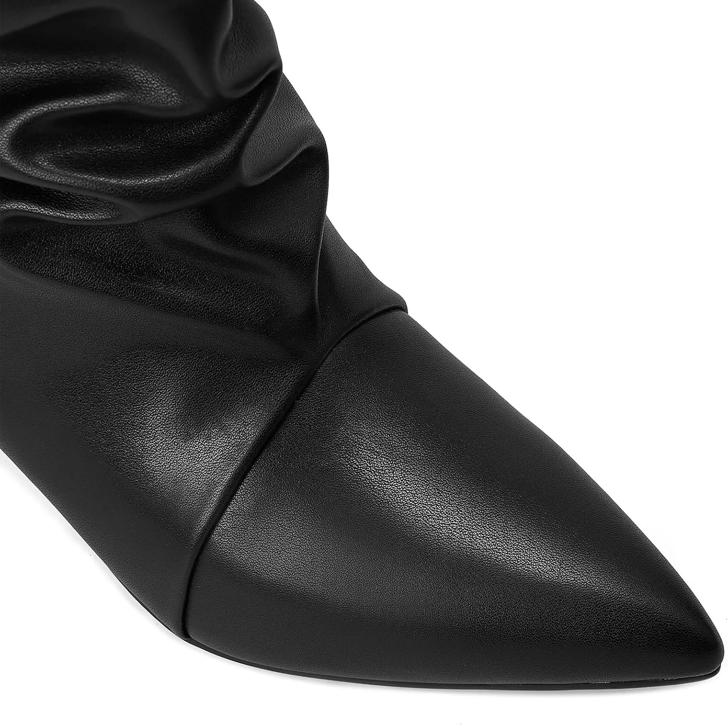 Womens Slouchy Mid Calf Boots for Women Kitten Heel with Pointed Toe Pull On Boots Fall Booties